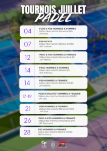 tournois padel juillet